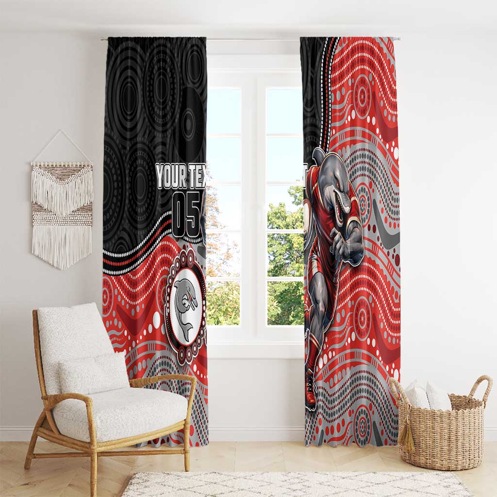 Custom Dolphins Window Curtain Fish Mascot With Aboriginal Indigenous