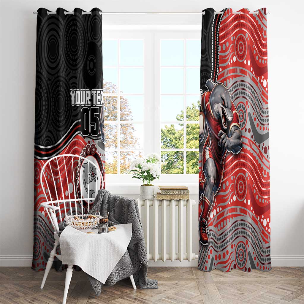 Custom Dolphins Window Curtain Fish Mascot With Aboriginal Indigenous