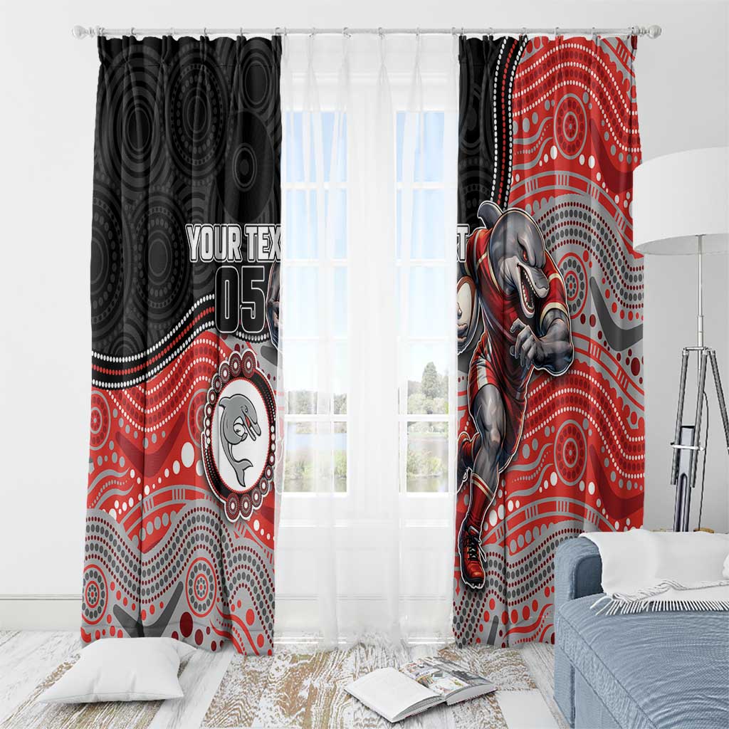Custom Dolphins Window Curtain Fish Mascot With Aboriginal Indigenous