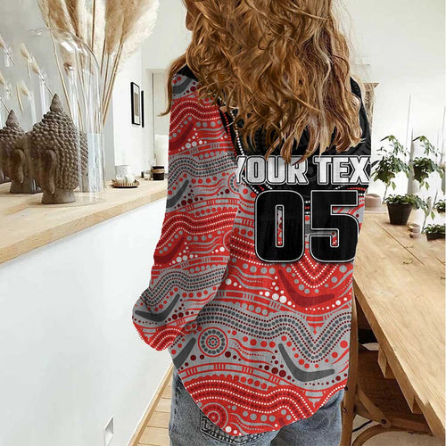 Custom Dolphins Women Casual Shirt Fish Mascot With Aboriginal Indigenous