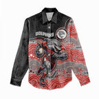 Custom Dolphins Women Casual Shirt Fish Mascot With Aboriginal Indigenous