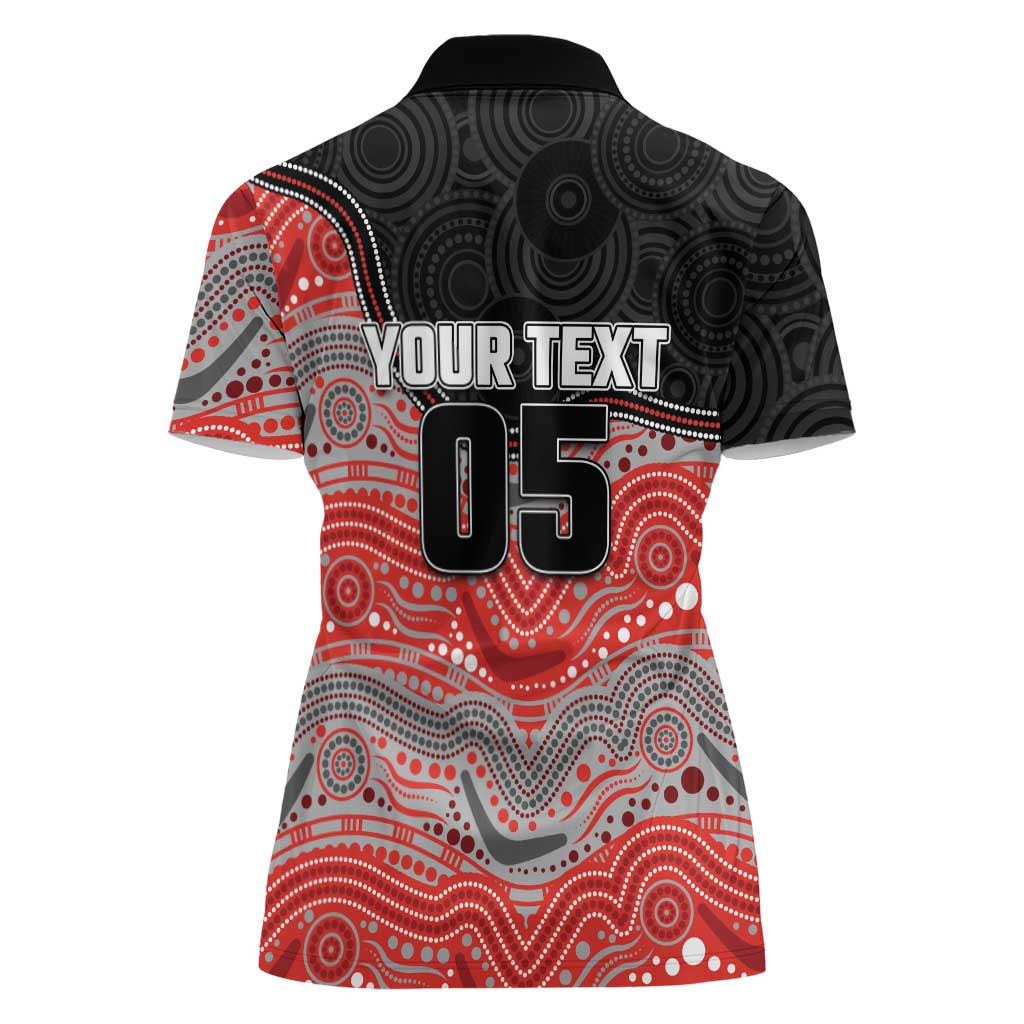 Custom Dolphins Women Polo Shirt Fish Mascot With Aboriginal Indigenous