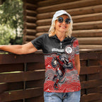 Custom Dolphins Women Polo Shirt Fish Mascot With Aboriginal Indigenous