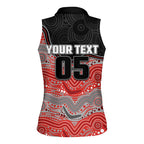 Custom Dolphins Women Sleeveless Polo Shirt Fish Mascot With Aboriginal Indigenous