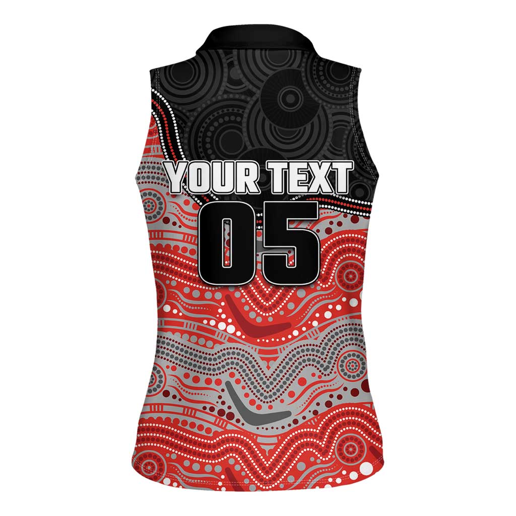 Custom Dolphins Women Sleeveless Polo Shirt Fish Mascot With Aboriginal Indigenous