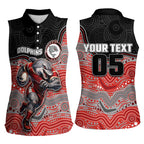 Custom Dolphins Women Sleeveless Polo Shirt Fish Mascot With Aboriginal Indigenous