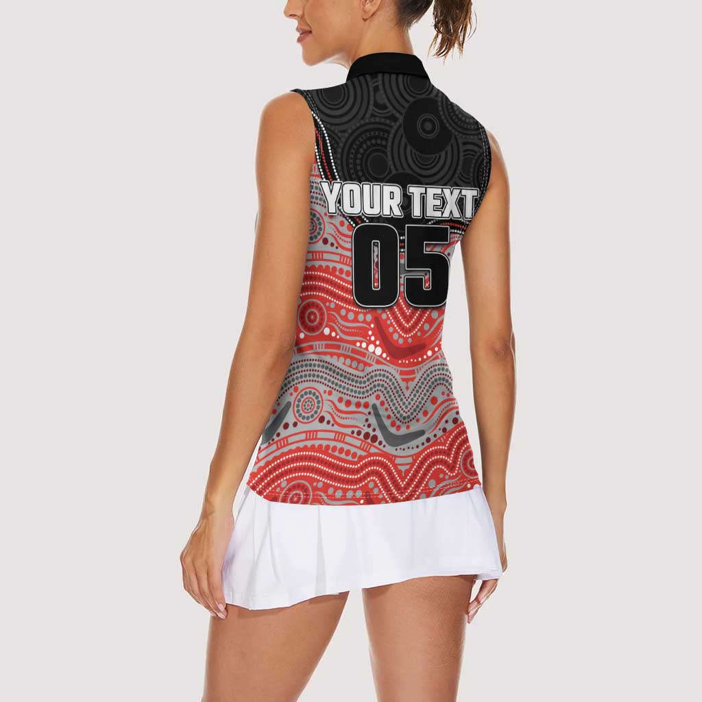 Custom Dolphins Women Sleeveless Polo Shirt Fish Mascot With Aboriginal Indigenous