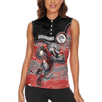 Custom Dolphins Women Sleeveless Polo Shirt Fish Mascot With Aboriginal Indigenous