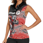 Custom Dolphins Women Sleeveless Polo Shirt Fish Mascot With Aboriginal Indigenous