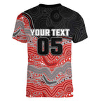 Custom Dolphins Women V-Neck T-Shirt Fish Mascot With Aboriginal Indigenous