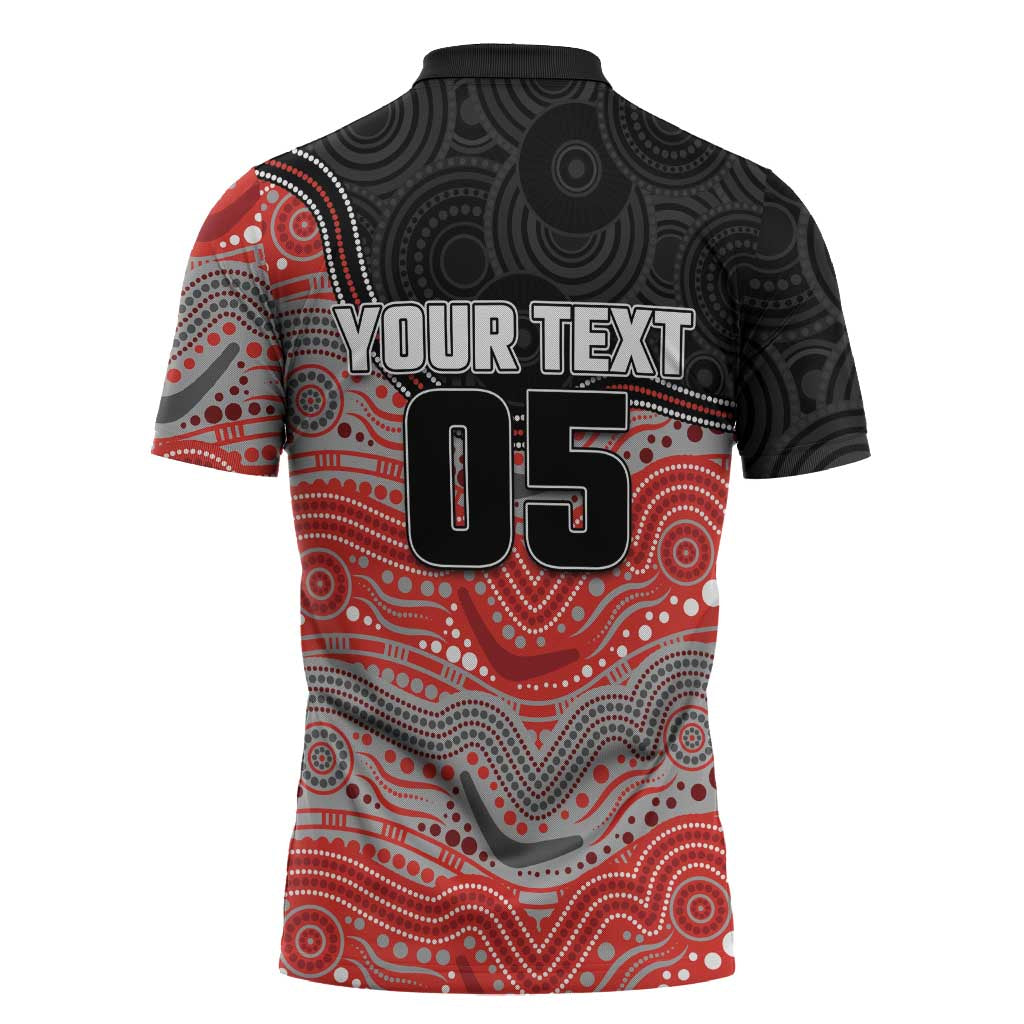 Custom Dolphins Zipper Polo Shirt Fish Mascot With Aboriginal Indigenous