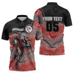 Custom Dolphins Zipper Polo Shirt Fish Mascot With Aboriginal Indigenous