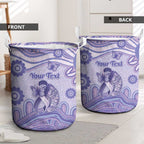 Personalised Epilepsy Awareness Laundry Basket Purple Ribbon Butterfly And Brain Aboriginal Art
