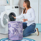 Personalised Epilepsy Awareness Laundry Basket Purple Ribbon Butterfly And Brain Aboriginal Art