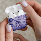 Personalised Epilepsy Awareness AirPods Case Purple Ribbon Butterfly And Brain Aboriginal Art