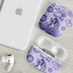 Personalised Epilepsy Awareness AirPods Case Purple Ribbon Butterfly And Brain Aboriginal Art
