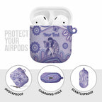 Personalised Epilepsy Awareness AirPods Case Purple Ribbon Butterfly And Brain Aboriginal Art