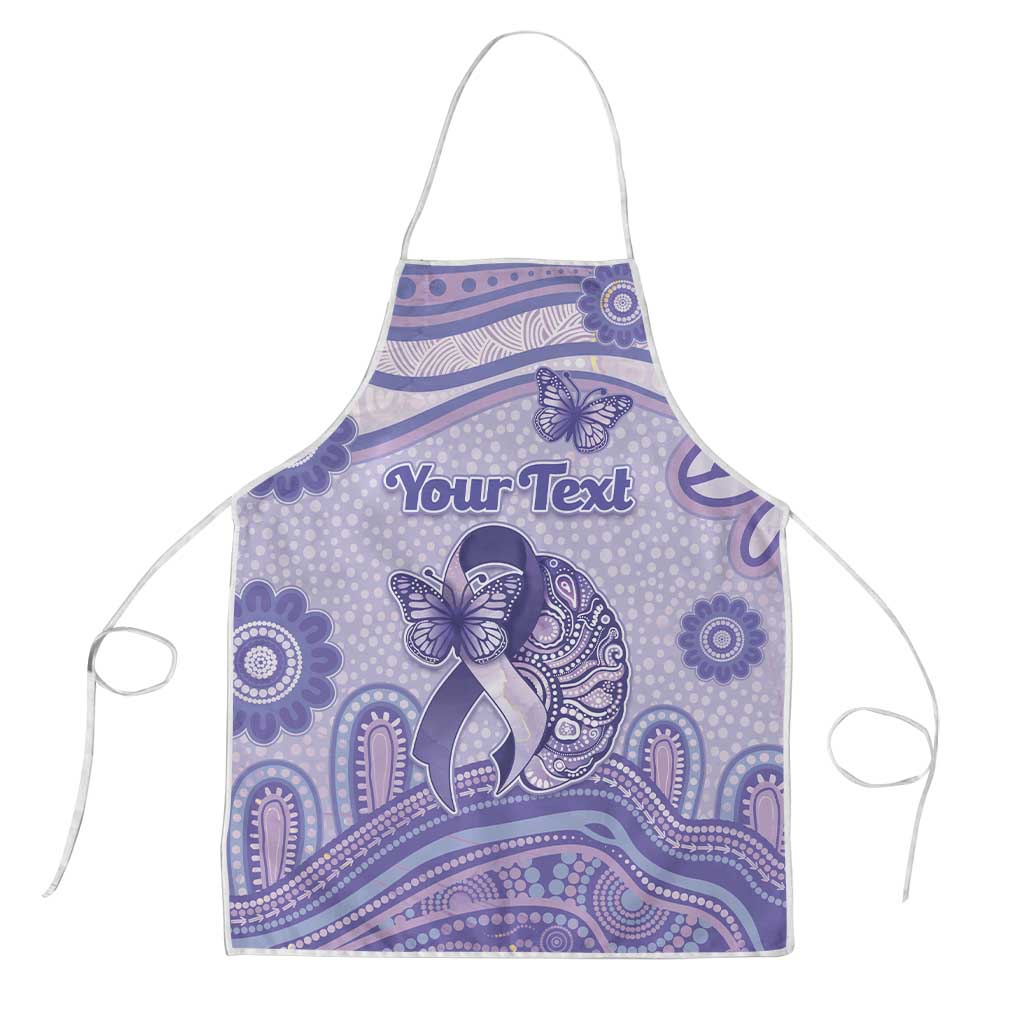 Personalised Epilepsy Awareness Apron Purple Ribbon Butterfly And Brain Aboriginal Art
