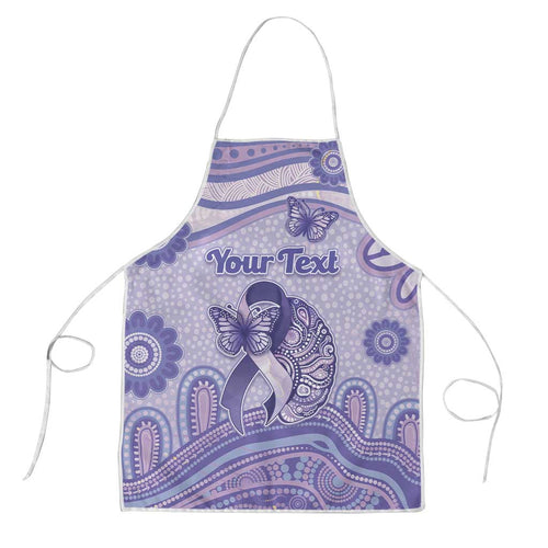 Personalised Epilepsy Awareness Apron Purple Ribbon Butterfly And Brain Aboriginal Art