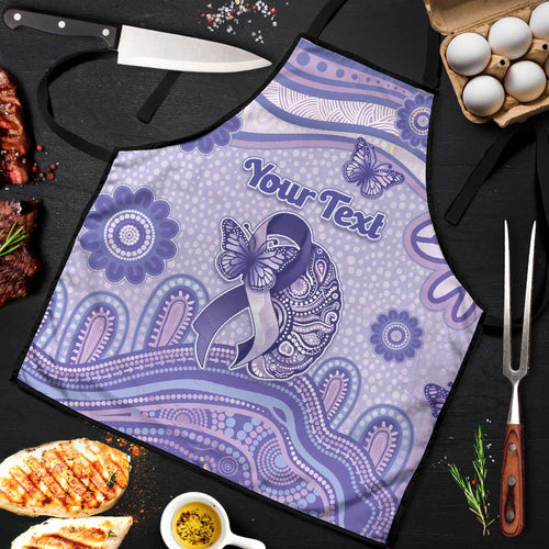 Personalised Epilepsy Awareness Apron Purple Ribbon Butterfly And Brain Aboriginal Art
