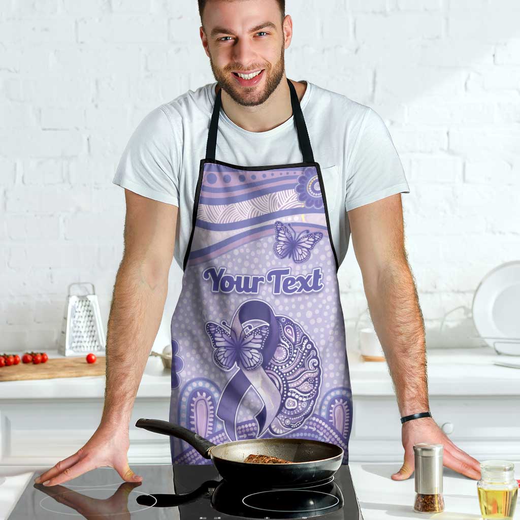 Personalised Epilepsy Awareness Apron Purple Ribbon Butterfly And Brain Aboriginal Art