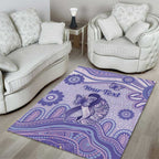 Personalised Epilepsy Awareness Area Rug Purple Ribbon Butterfly And Brain Aboriginal Art
