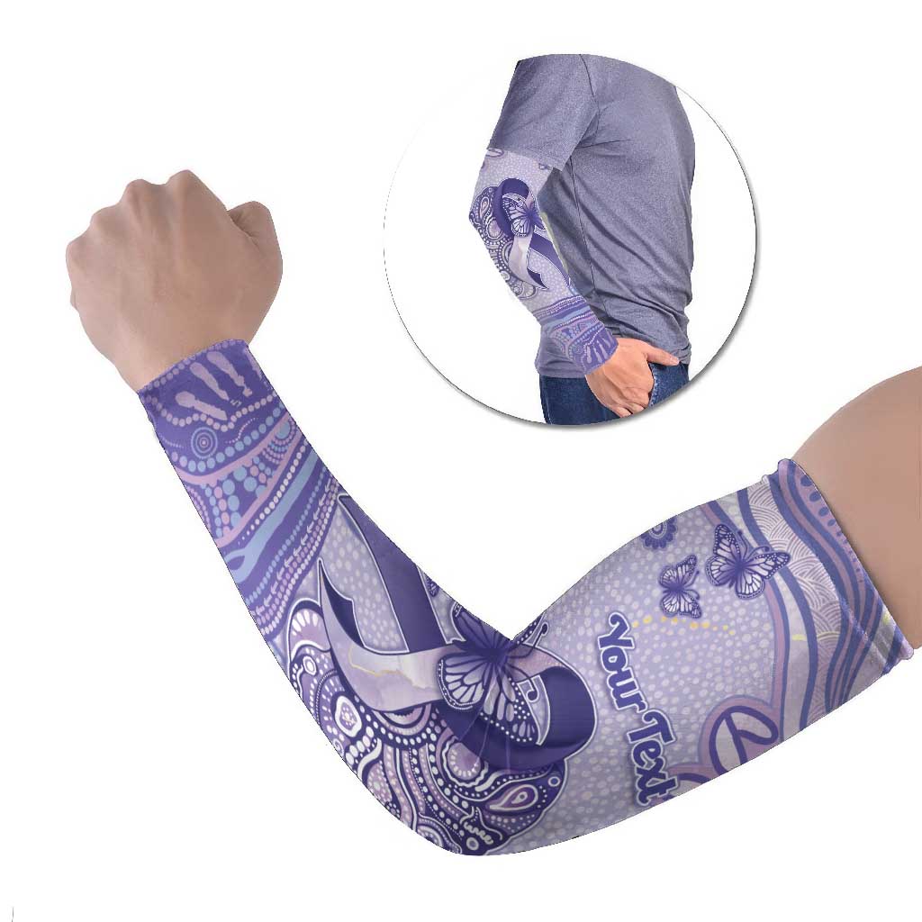 Personalised Epilepsy Awareness Arm Sleeves Purple Ribbon Butterfly And Brain Aboriginal Art
