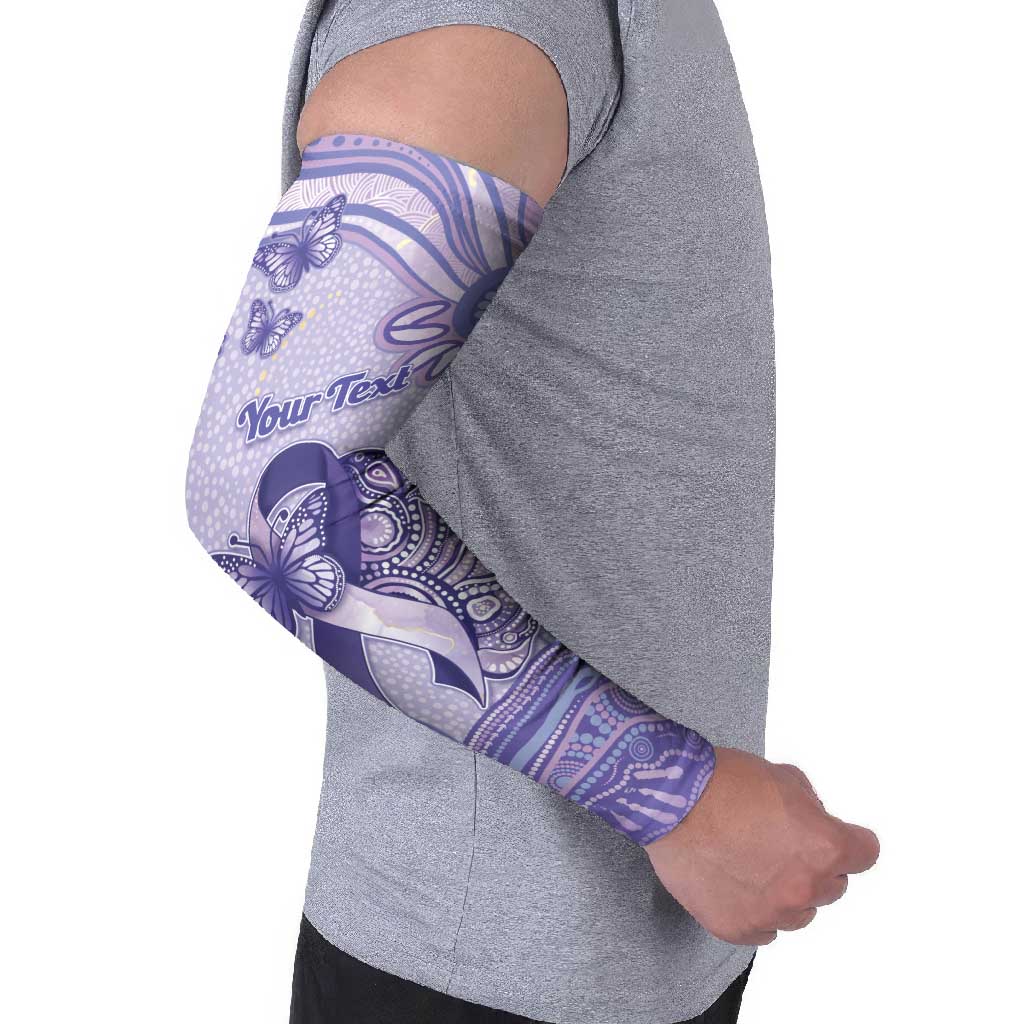 Personalised Epilepsy Awareness Arm Sleeves Purple Ribbon Butterfly And Brain Aboriginal Art
