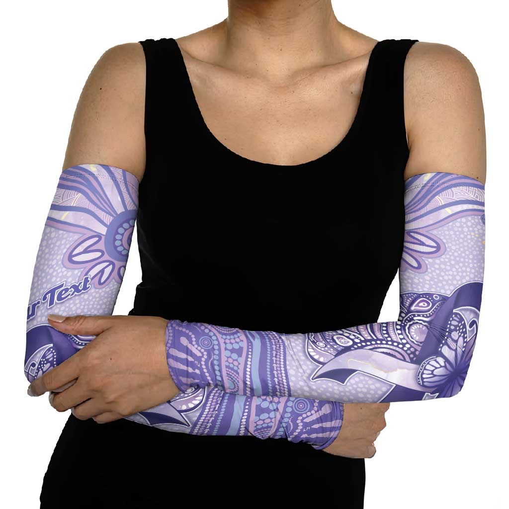 Personalised Epilepsy Awareness Arm Sleeves Purple Ribbon Butterfly And Brain Aboriginal Art