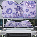 Personalised Epilepsy Awareness Auto Sun Shade Purple Ribbon Butterfly And Brain Aboriginal Art