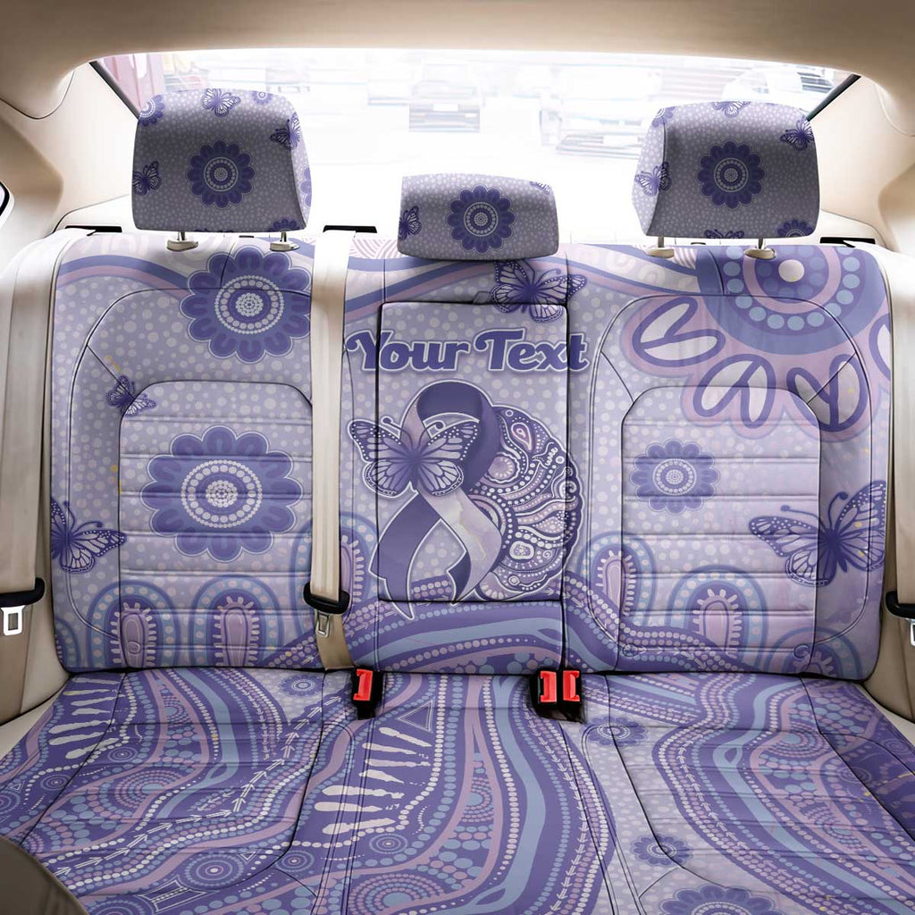 Personalised Epilepsy Awareness Back Car Seat Cover Purple Ribbon Butterfly And Brain Aboriginal Art
