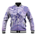Personalised Epilepsy Awareness Baseball Jacket Purple Ribbon Butterfly And Brain Aboriginal Art
