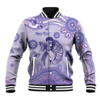Personalised Epilepsy Awareness Baseball Jacket Purple Ribbon Butterfly And Brain Aboriginal Art