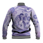 Personalised Epilepsy Awareness Baseball Jacket Purple Ribbon Butterfly And Brain Aboriginal Art