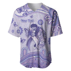Personalised Epilepsy Awareness Baseball Jersey Purple Ribbon Butterfly And Brain Aboriginal Art