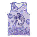 Personalised Epilepsy Awareness Basketball Jersey Purple Ribbon Butterfly And Brain Aboriginal Art