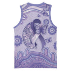 Personalised Epilepsy Awareness Basketball Jersey Purple Ribbon Butterfly And Brain Aboriginal Art