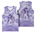 Personalised Epilepsy Awareness Basketball Jersey Purple Ribbon Butterfly And Brain Aboriginal Art