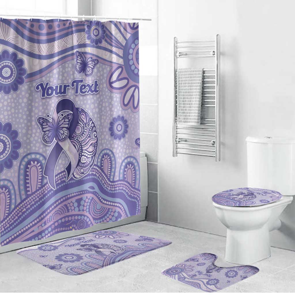 Personalised Epilepsy Awareness Bathroom Set Purple Ribbon Butterfly And Brain Aboriginal Art