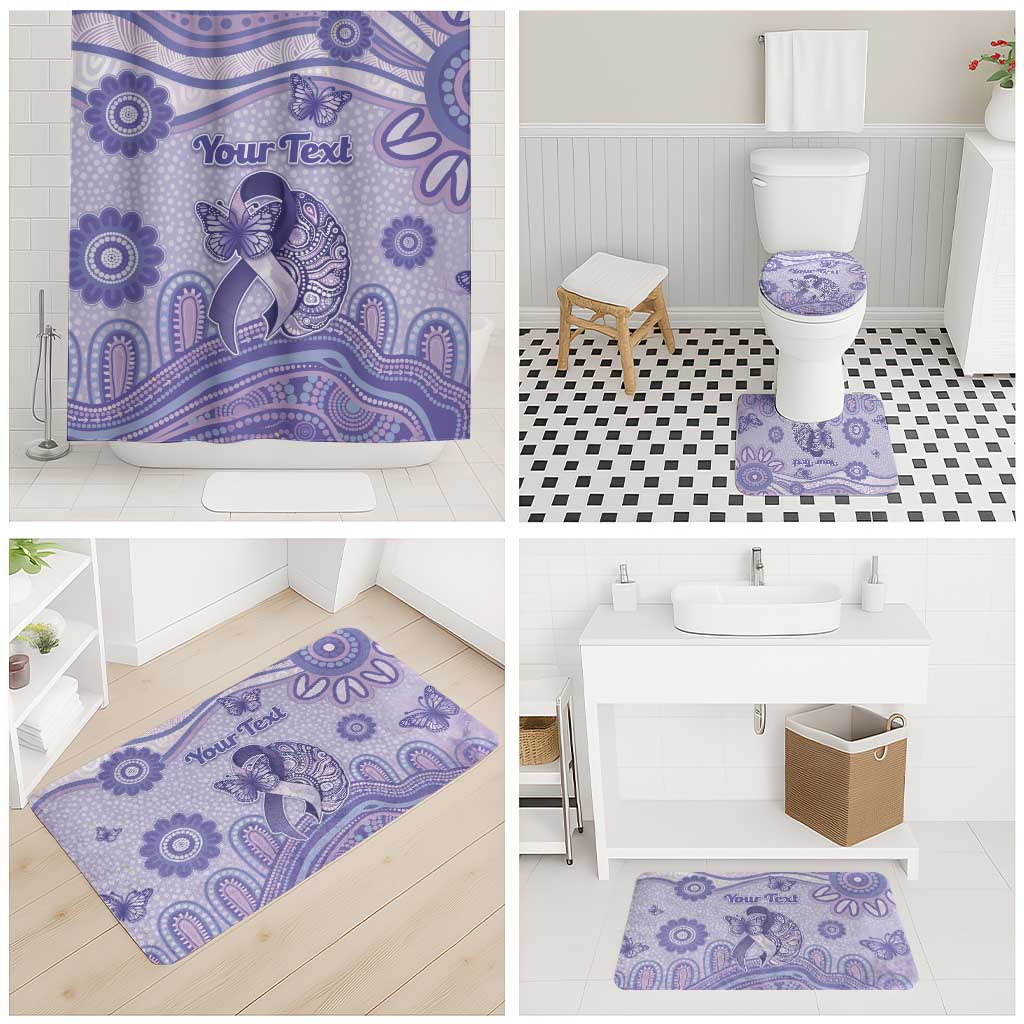 Personalised Epilepsy Awareness Bathroom Set Purple Ribbon Butterfly And Brain Aboriginal Art