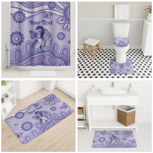 Personalised Epilepsy Awareness Bathroom Set Purple Ribbon Butterfly And Brain Aboriginal Art