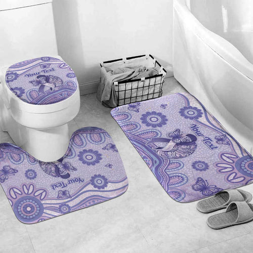 Personalised Epilepsy Awareness Bathroom Set Purple Ribbon Butterfly And Brain Aboriginal Art