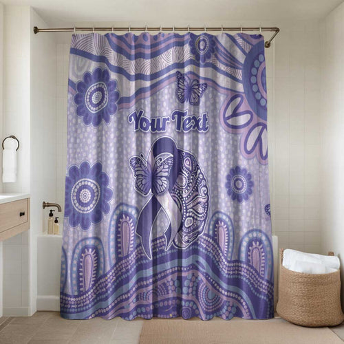 Personalised Epilepsy Awareness Bathroom Set Purple Ribbon Butterfly And Brain Aboriginal Art