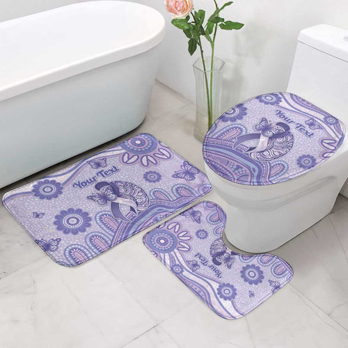 Personalised Epilepsy Awareness Bathroom Set Purple Ribbon Butterfly And Brain Aboriginal Art