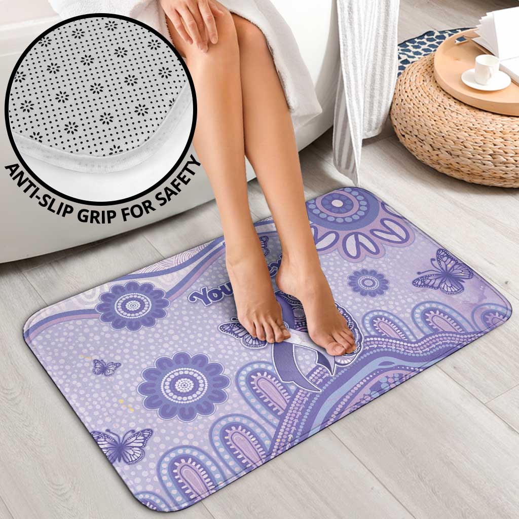 Personalised Epilepsy Awareness Bathroom Set Purple Ribbon Butterfly And Brain Aboriginal Art