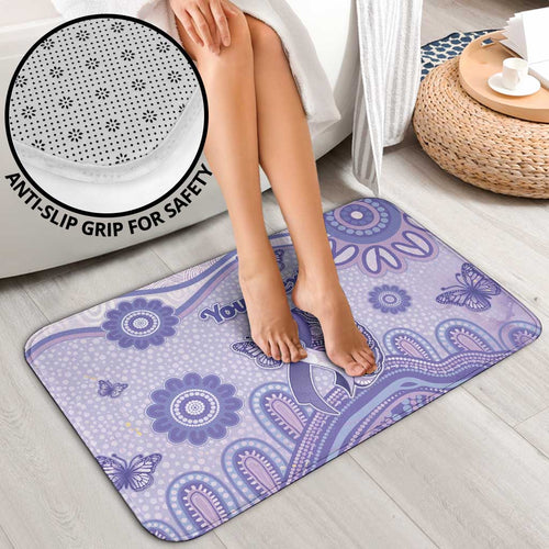 Personalised Epilepsy Awareness Bathroom Set Purple Ribbon Butterfly And Brain Aboriginal Art