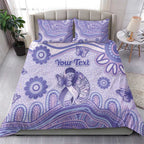 Personalised Epilepsy Awareness Bedding Set Purple Ribbon Butterfly And Brain Aboriginal Art