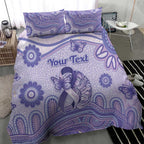 Personalised Epilepsy Awareness Bedding Set Purple Ribbon Butterfly And Brain Aboriginal Art