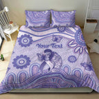 Personalised Epilepsy Awareness Bedding Set Purple Ribbon Butterfly And Brain Aboriginal Art
