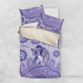 Personalised Epilepsy Awareness Bedding Set Purple Ribbon Butterfly And Brain Aboriginal Art